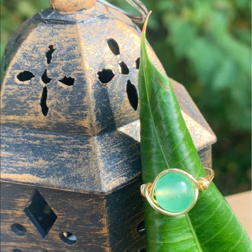 Teal green handmade jade ring - Picture 4 of 4